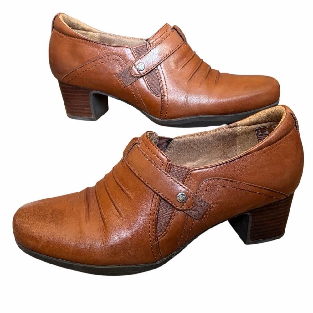 Clarks Artisan Rosalyn Nicole Comfort Heel Shoes Brown Cushioned Womens Size 9